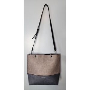 Calvin Klein Tote Bag Womens Large Gray Navy Colorblock Crossbody Excellent